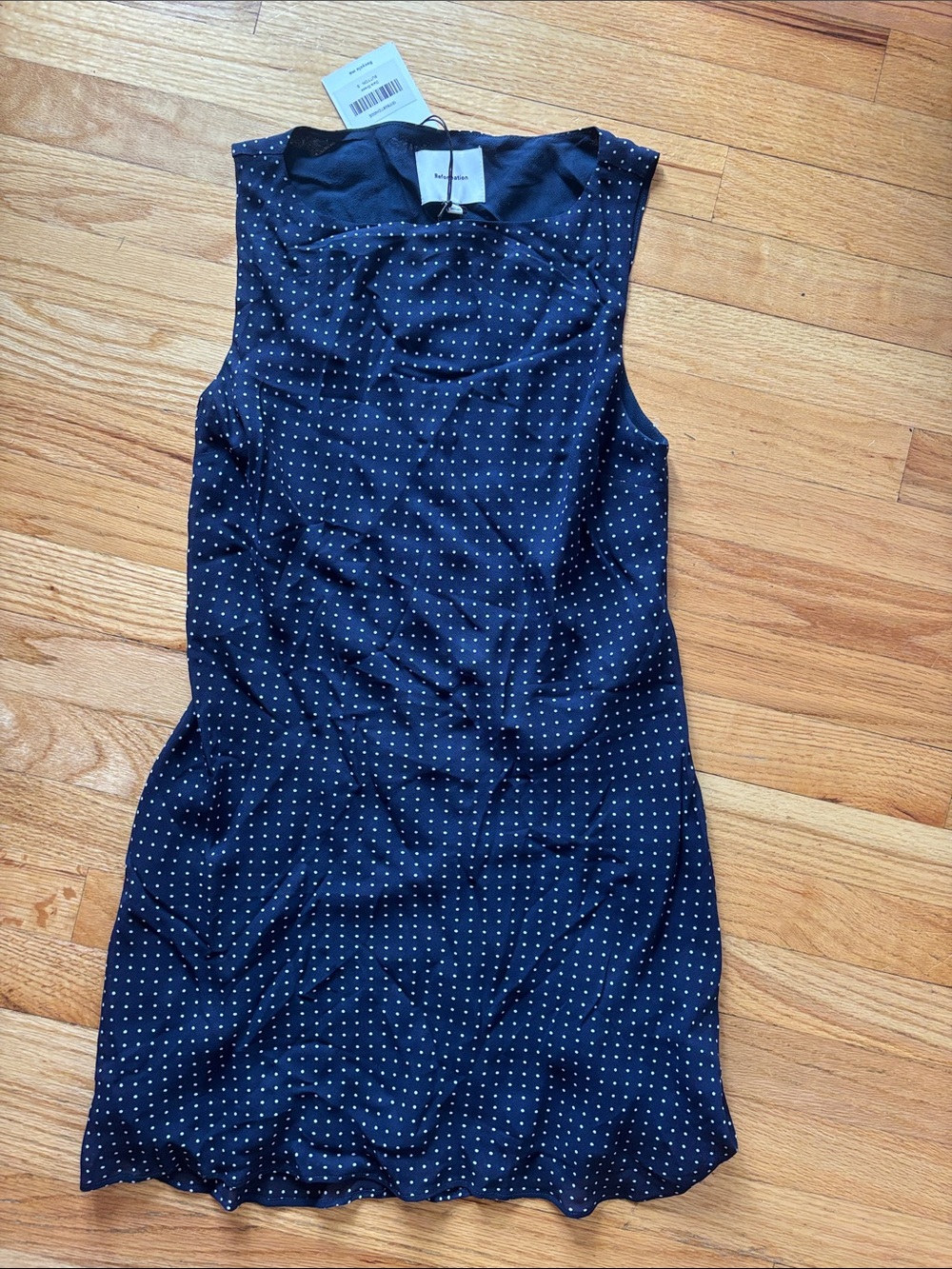 NWT Reformation Navy Polka Dot Shift Dress